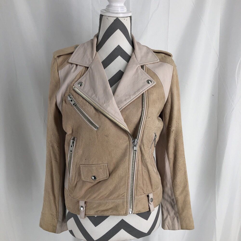 IRO Jacket Ashville Moto Leather Pink Beige Sz 38 Women’s